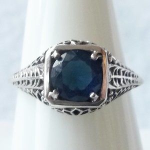 A solitaire blue sapphire ring, size 6, engagement ring,925 silver, promise ring